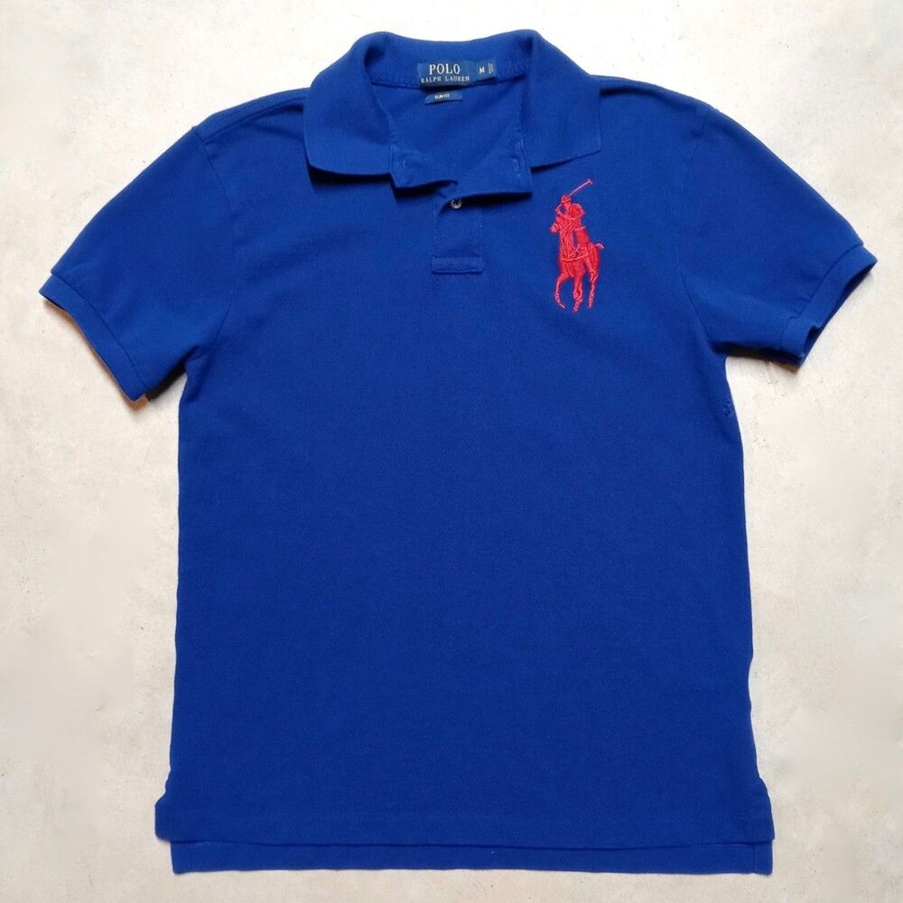 Polo Ralph Lauren Big Pony Shirt Size Medium Slim Fit (Fits Small) Preppy Blue